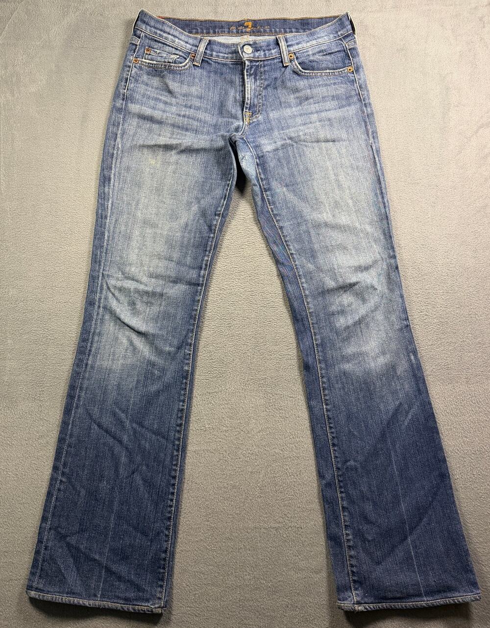 7 For All Mankind Womens 31 Bootcut Jeans Medium Wash Blue Denim Low Rise